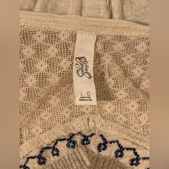 VGUC Free People Bohemian Cream Long Sleeve Top - Size Large - Picture 6 of 8